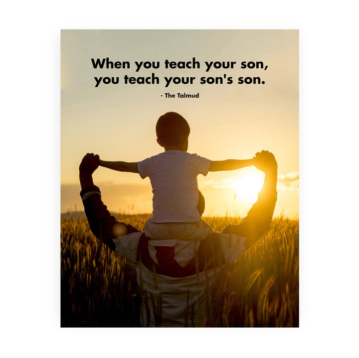 The Talmud Wall Art Quote -"When You Teach Your Son"- 8 x 10" Inspirational Sunset Picture Print -Ready to Frame. Religious Decor for Home-Office-Classroom. Great Spiritual Gift for Father &amp; Son!