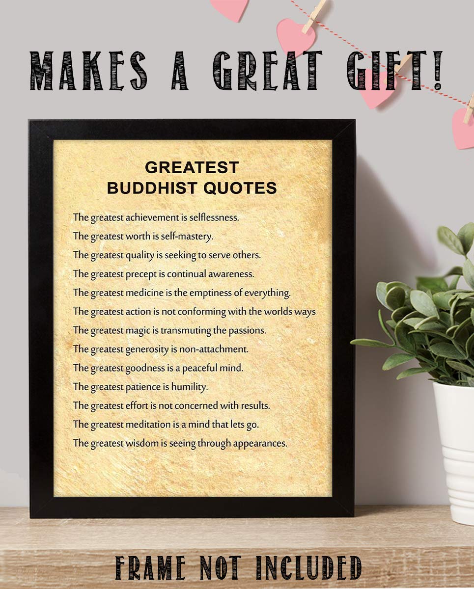 Greatest Buddhist Quotes Inspirational Art Decor -"The Greatest Attributes"- 8 x 10" Wall Art Print-Ready to Frame. Spiritual Home-Office-Studio D?cor. Perfect Gift for Buddhism, Zen &amp; Inspiration.