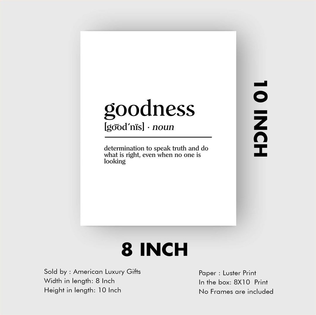 Definition of Goodness Inspirational Christian Wall Art-8 x 10" Typographic"Gifts of the Spirit" Print-Ready to Frame. Motivational Home-Office-Church-Sunday School Decor. Great Religious Gift!