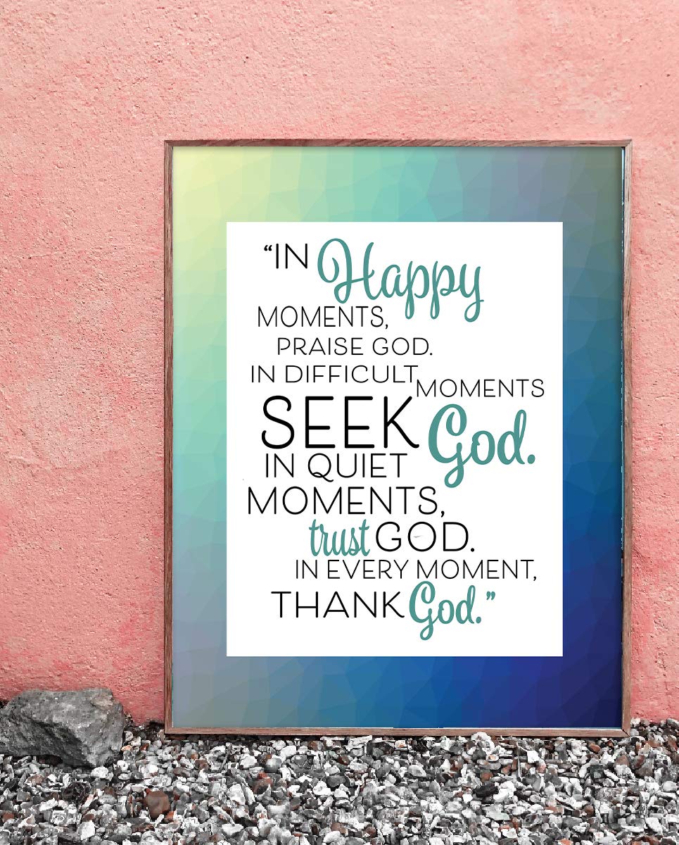 Moments With God-Praise-Seek-Thank! Christian Wall Art- 8 x 10"- Inspirational Wall Prints-Ready to Frame. Home-Office-Church D?cor. Perfect Christian Gift to Encourage &amp; Remind Us He Is There!