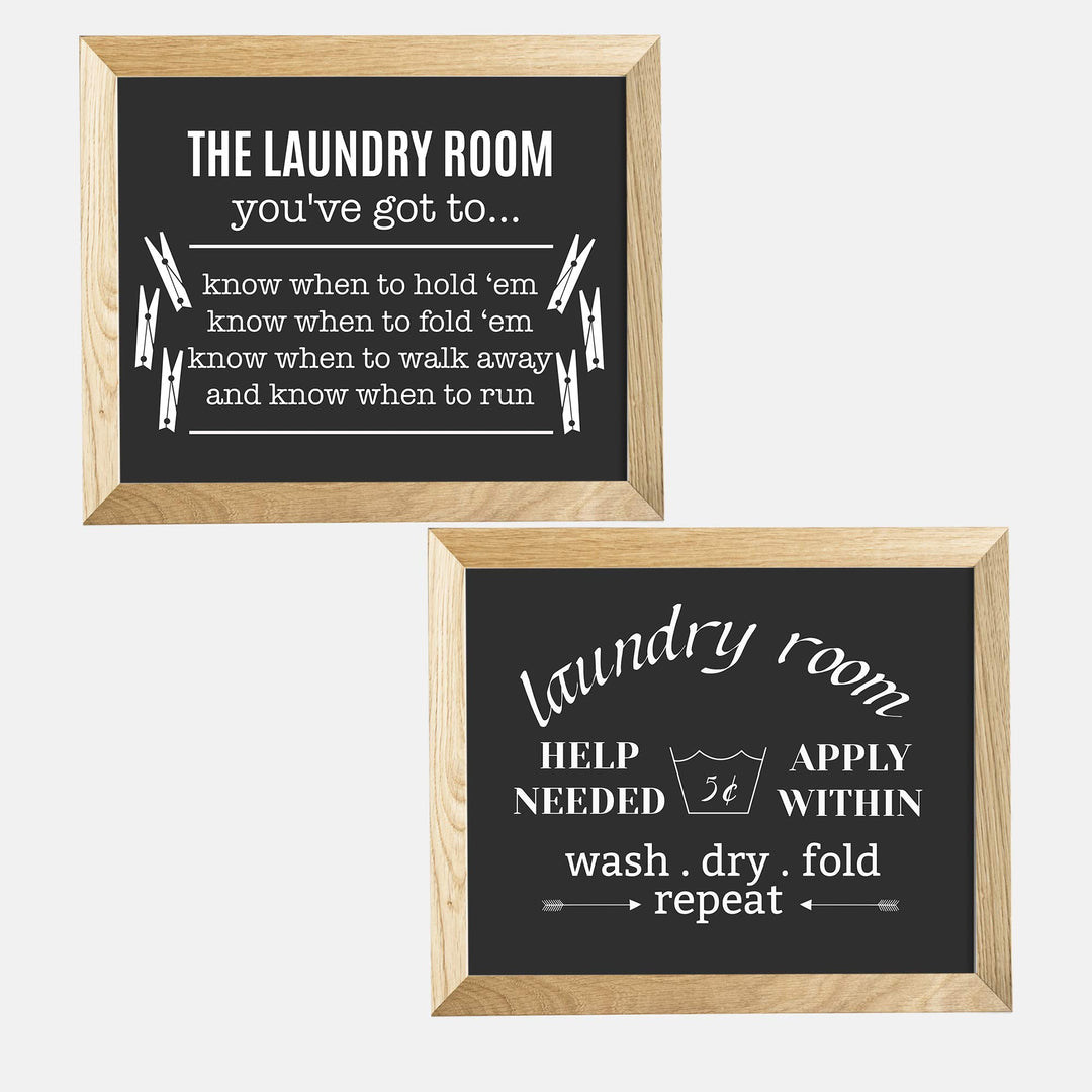 Funny Laundry Room Signs- (2) 10 x 8" Rustic Wall Decor Prints-Ready to Frame."The Laundry Room" &amp;"Help Needed-Apply Within" Fun Home-Farmhouse Decor. Humorous Accessories to Inspire Home Duties!