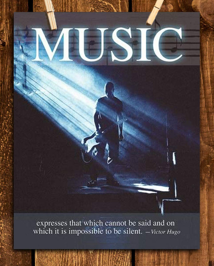 Music Expresses That Which Cannot Be Said.Silent- Victor Hugo Quote Wall Art Print- 8 x 10"- Ready to Frame. Modern-Inspirational Home Decor. Office-Studio Decor. Great Romantic Age- Poetic Quote.