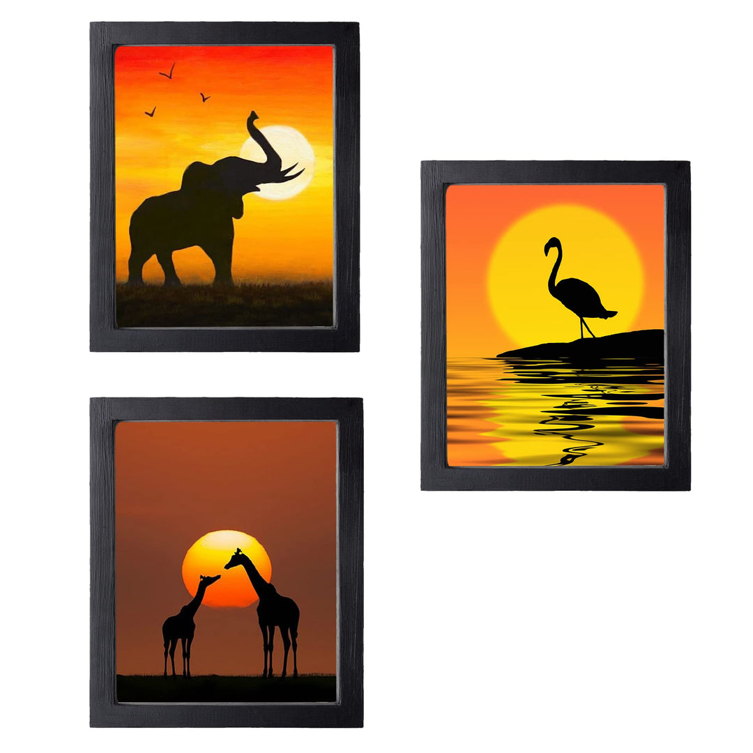 African Wildlife Safari Sunsets- 3 Image Set- 8 x 10&