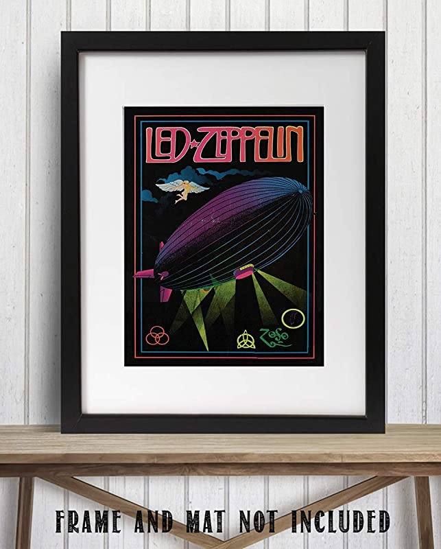 Led Zeppelin Band Poster Print- 8 x 10 Wall Print. Iconic Rock Band Logo Print Featuring"The Zeppelin Airship"