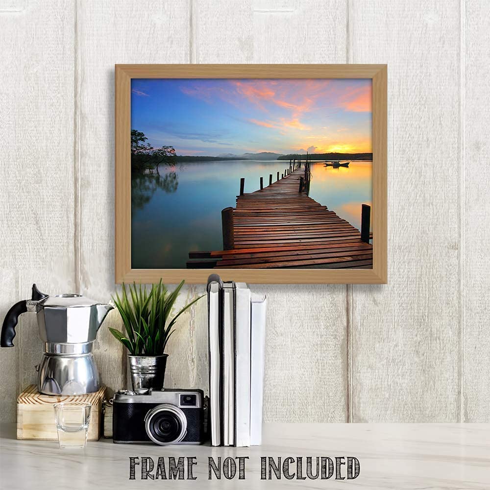 Sunset Dock Escape- 8 x 10" Photo Art Print Ready to Frame.- Picturesque Wall Art-. Home D?cor, Office D?cor & Unique Wall Print. Great Addition for Lake House Decor & Parties.