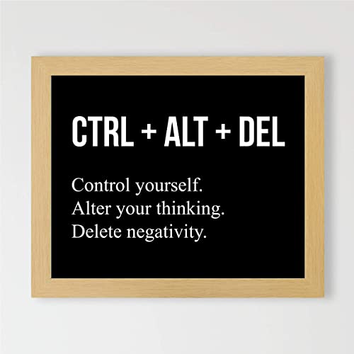 "Control Yourself-Alter Your Thinking-Delete Negativity" Motivational Wall Art -10 x 8"