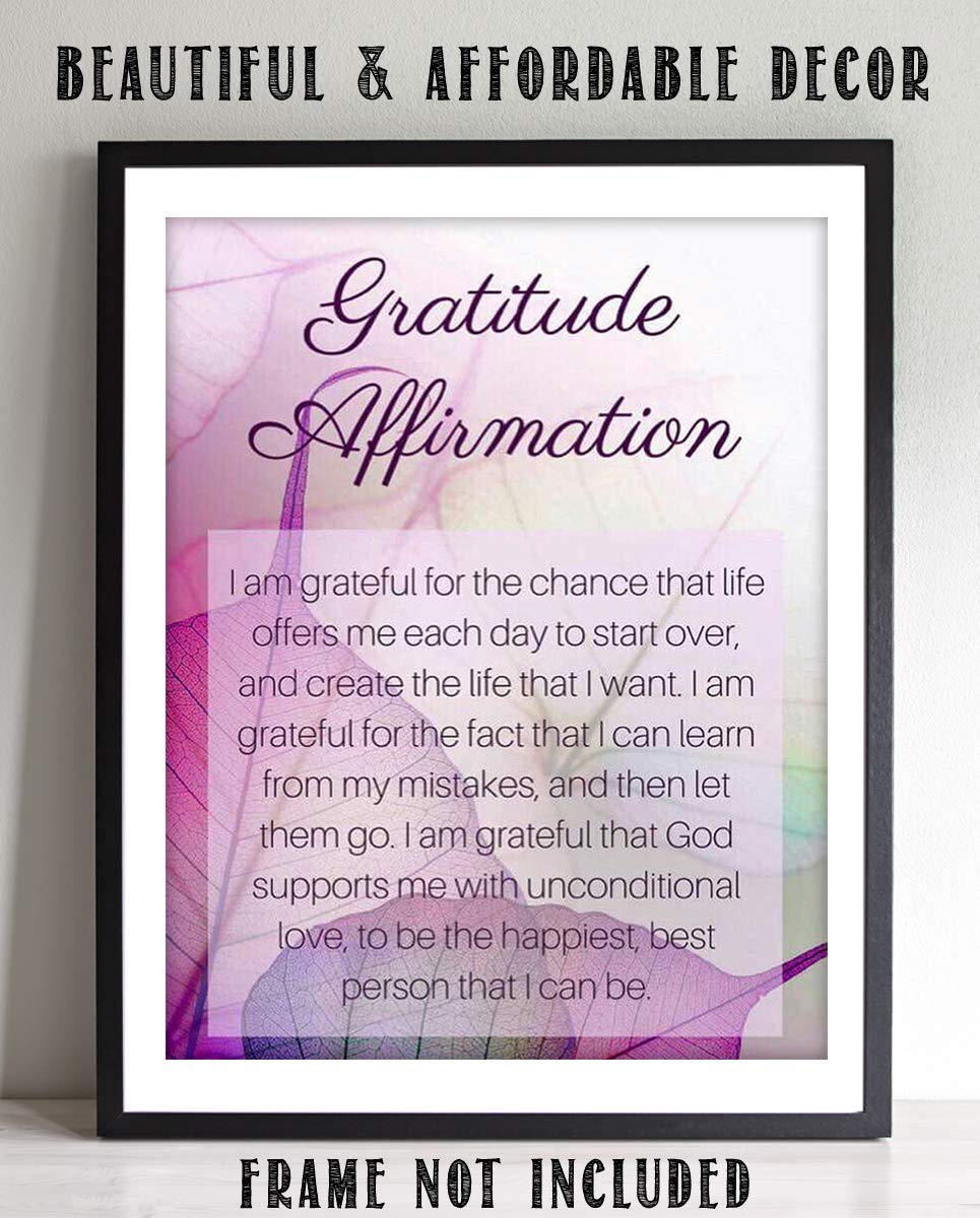 Gratitude Affirmation- Self Talk- 8 x 10" Inspirational Poster Print. Motivational Wall Art-Ready to Frame. Ideal for Home-Office-Studio D?cor. Fill Yourself with Gratitude for Best Day! Great Gift!