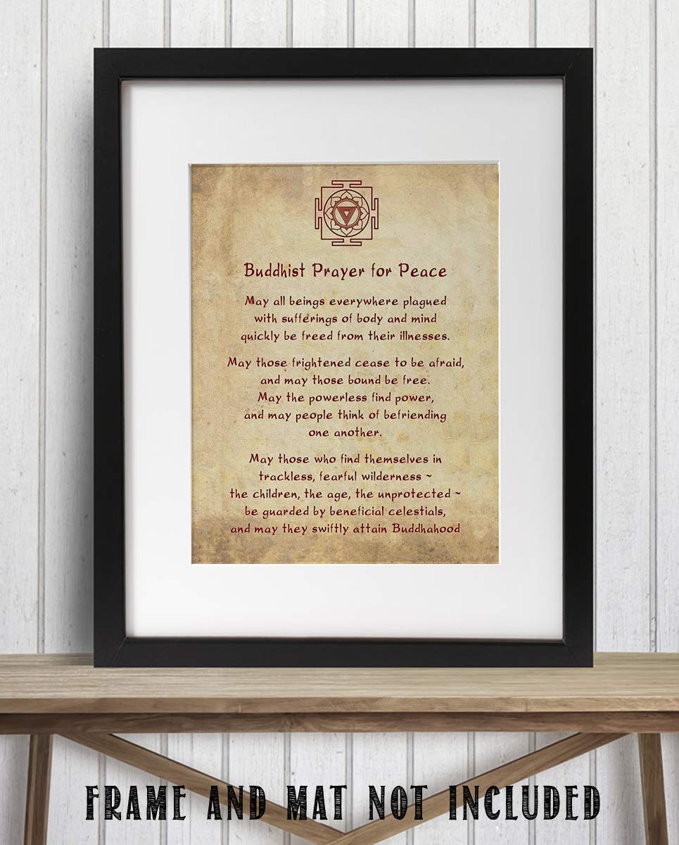 Buddhist Prayer For Peace Art Print- 8 x 10" Wall Art Parchment Print- Ready to Frame. Asian Home D?cor, Studio &amp; Office D?cor. Perfect Gift for Buddhism, Zen &amp; Inspiration.