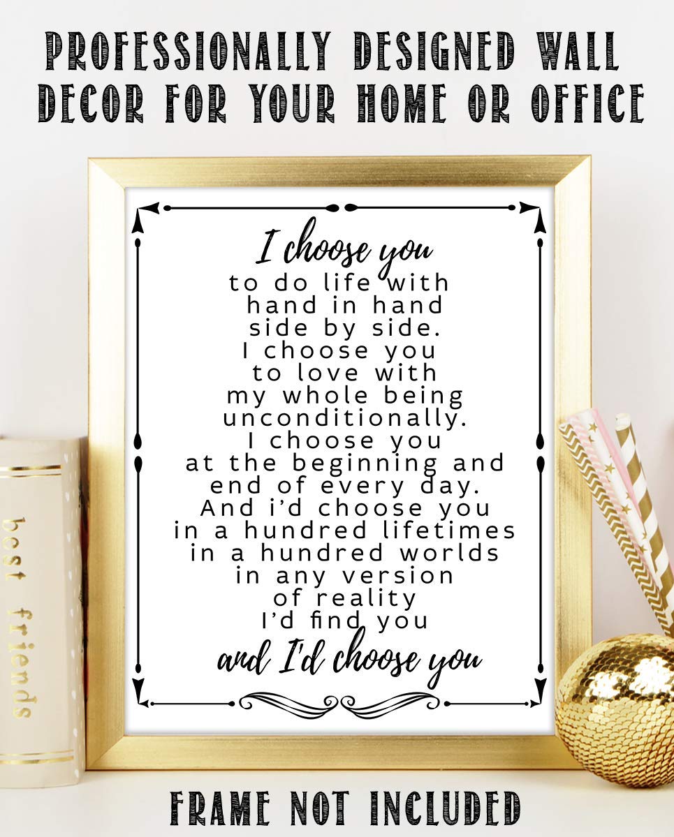 "I Choose You To Do Life With"- Love &amp; Marriage Vow Print- 8 x 10"