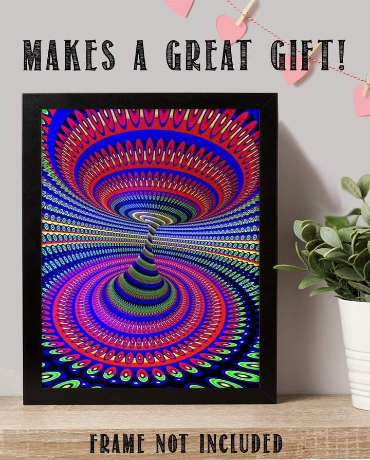 Psychedelic Spirals Up &amp; Down- Optical Illusion Print. 8 x 10"- Abstract Wall Art-Ready to Frame. Modern Home-Studio-Office-Dorm D?cor. Very Trippy &amp; Cool Gift for Illusion Art Fans.