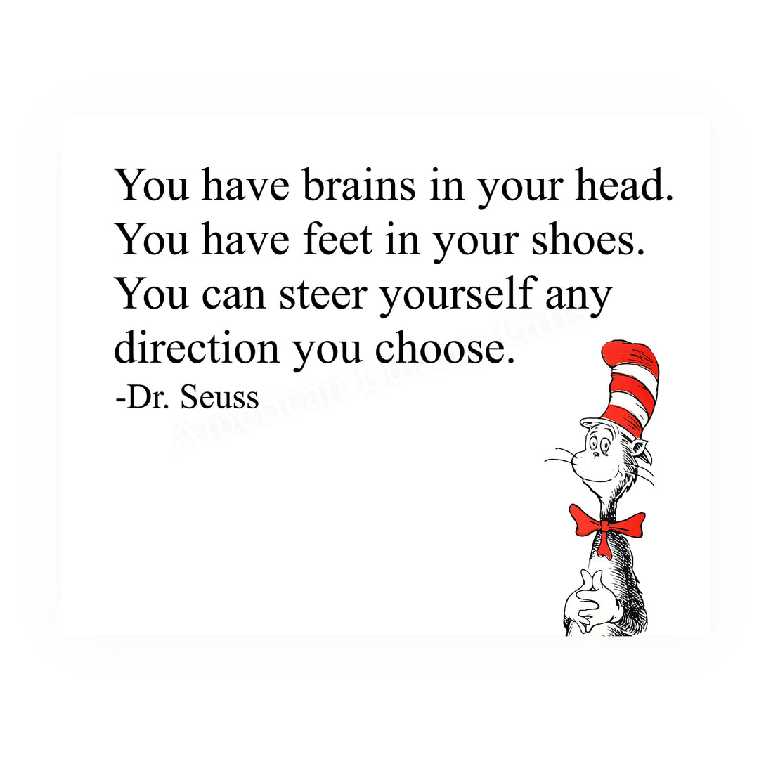 Dr. Seuss Quotes-"You Can Steer Yourself Any Direction You Choose" Inspirational Wall Art- 8x10" Modern Print-Ready to Frame. Motivational Home-Playroom-School-Library Decor. Great Gift for Teachers!