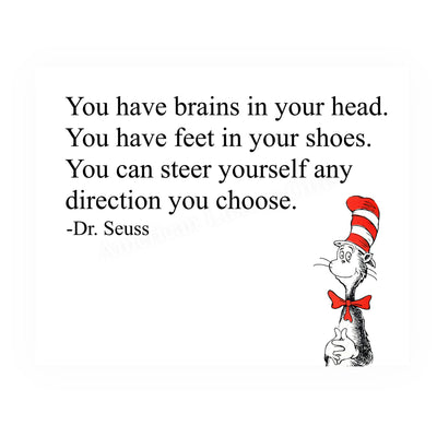 Dr. Seuss Quotes-"You Can Steer Yourself Any Direction You Choose" Inspirational Wall Art- 8x10" Modern Print-Ready to Frame. Motivational Home-Playroom-School-Library Decor. Great Gift for Teachers!