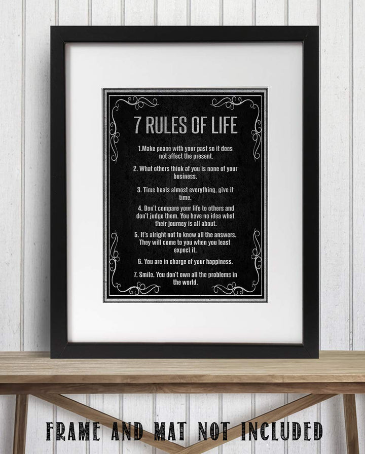 "7 Rules For Life- Peace, Happy &amp; Smile"- 8 x 10"