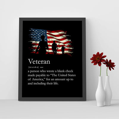 "Definition of a United States Veteran"-American Military Wall Art -8 x 10"