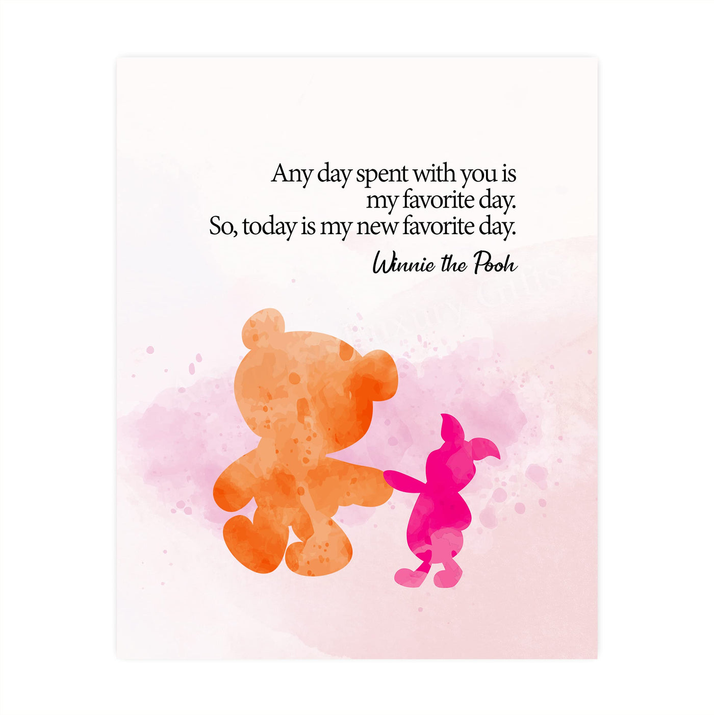 Winnie the Pooh Quotes-"Today Is My New Favorite Day" Inspirational Wall Art -8 x 10 Replica Abstract Painting Art Print-Ready to Frame. Classic Home-Bedroom-Nursery-Play Room Decor. Great Gift!