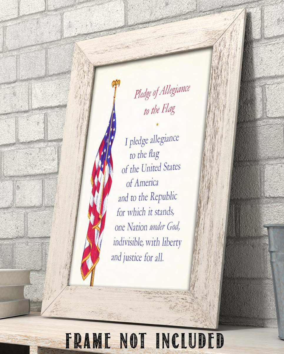 "The Pledge of Allegiance with USA Flag"- 8 x 10"