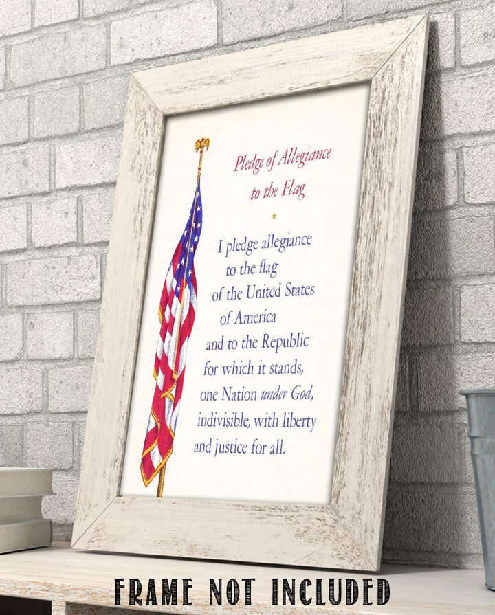 "The Pledge of Allegiance with USA Flag"- 8 x 10"