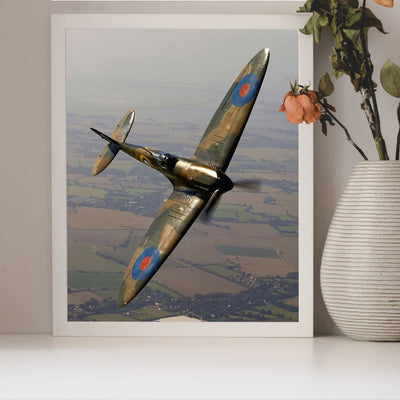 Supermarine Spitfire MK I -Royal Air Force -British Fighter Jet Poster Print -8 x 10" Military Aircraft Wall Decor -Ready to Frame. Home-Office-Military Decor. Perfect Sign for Game Room-Garage-Cave!