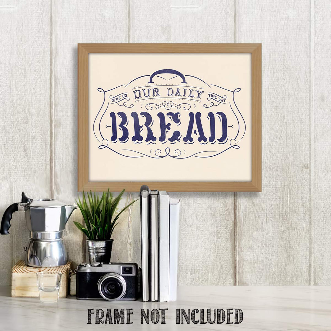 Give Us Our Daily Bread- Scripture Wall Art Print-8 x 10"- Ready to Frame. Home D?cor-Kitchen-Dining D?cor- Christian Gifts &amp; Decor- Art Image of The Lords Prayer. Perfect Housewarming Gift.