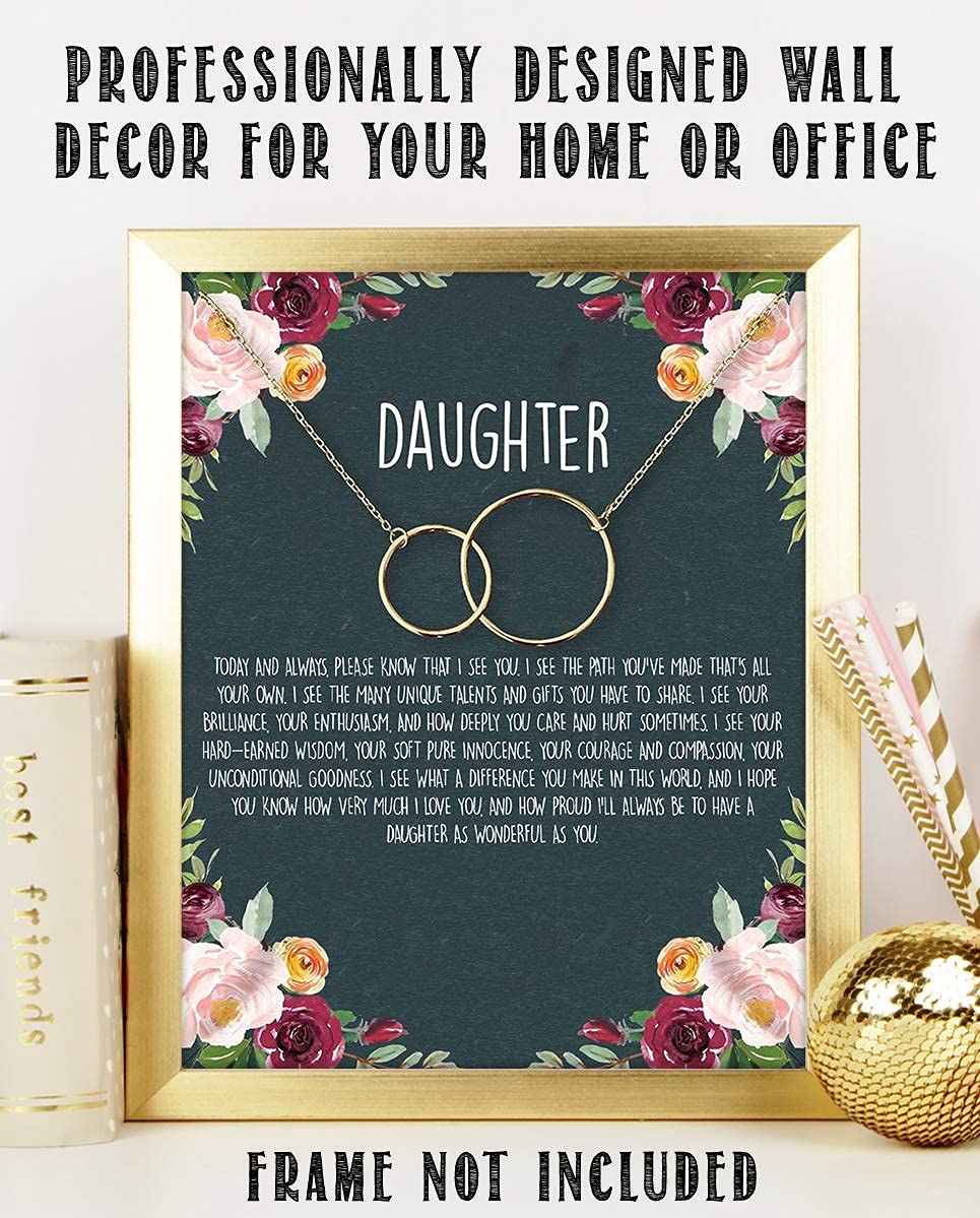 To My Wonderful Daughter 8 x 10" Art Image. Very Proud-Who You Have Become! Wall Art-Ready to Frame. Heartfelt-Inspirational-Keepsake Gift. For Any Daughter On Special Occasions (No Chain Included).