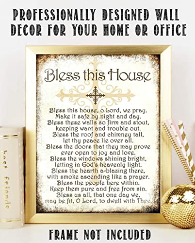 "Bless This House, O Lord, We Pray- Distressed Parchment Print- 8 x 10"