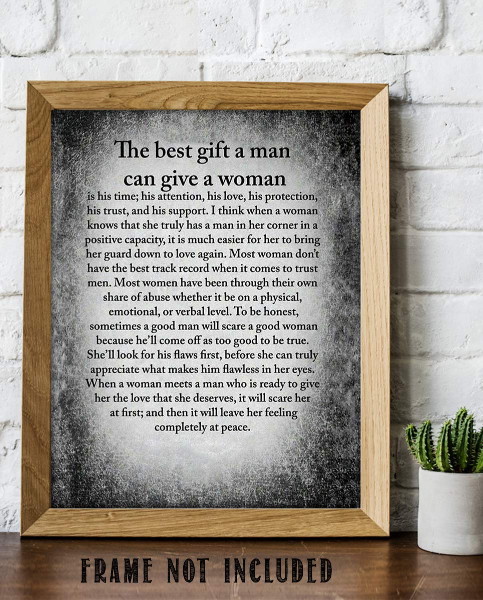 The Best Gift a Man Can Give a Woman- Inspirational Wall Print- 8 x 10"- Wall Art -Ready to Frame. Perfect For Spouse &amp; Partners. Great Engagement-Wedding Gift. Encouraging Reminders For Your Man.