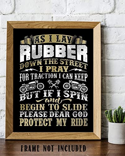 "Lay Rubber &amp; Dear God Protect My Ride"-Funny Garage Wall Print-8 x10"