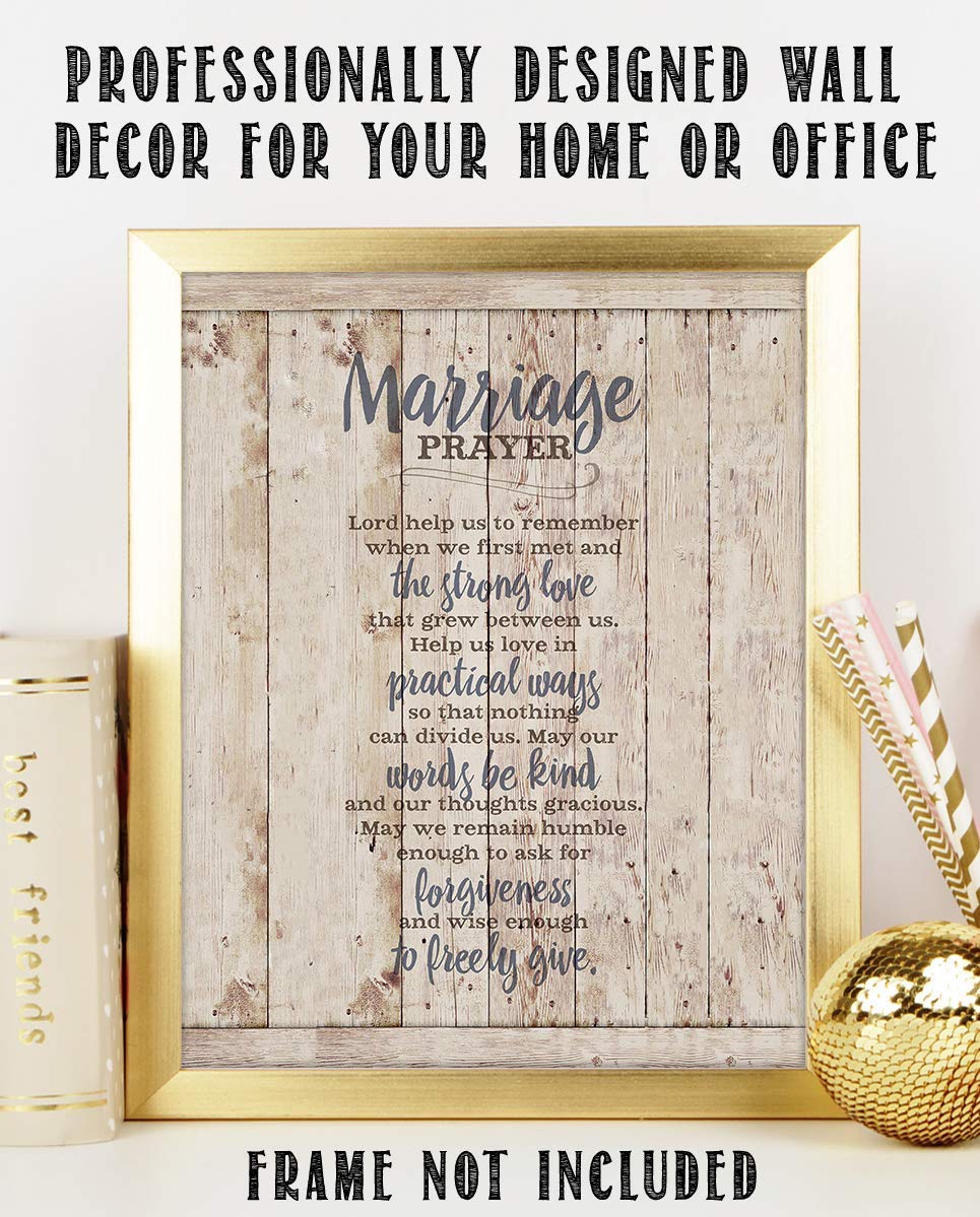 Marriage Prayer- Wall Art Print-8 x 10"- Rustic Typographic Print on Wood Sign Background-Ready to Frame. Home-Bedroom- Christian Decor. Fantastic Wedding-Anniversary Gift to Remember"The Why".