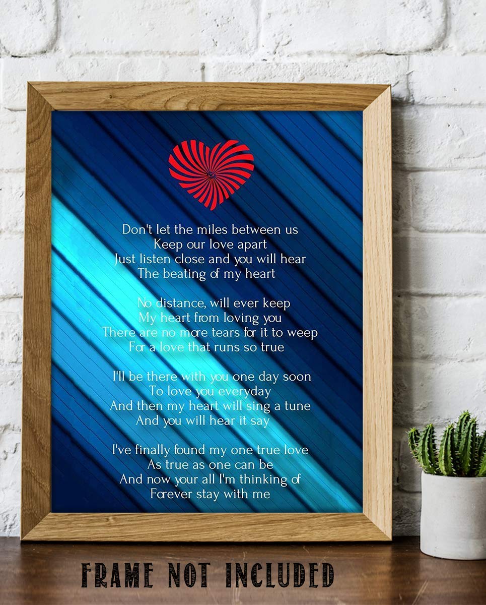 Miles Between Us- Love Letter-Wall Art Print-8 x 10" Wall Decor-Ready to Frame. Modern Typographic Print. Home-Bedroom-Romantic Decor. Let Your True Love Know the Distance Will Not Stop You.