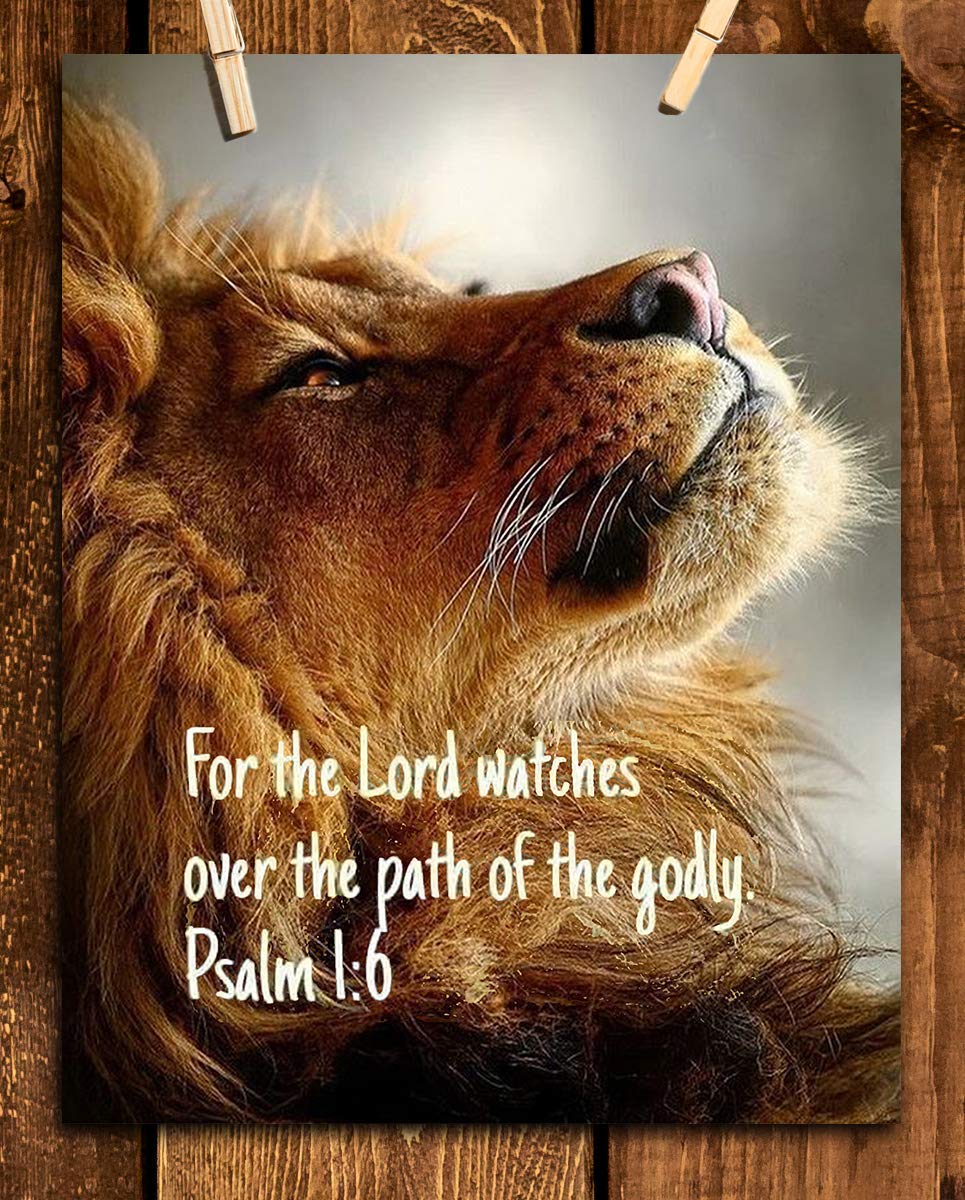 The Lord Watches Over the Path of Godly- Psalm 1:6- Bible Verse Wall Art- 8 x 10" Modern Typographic Design. Scripture Wall Print-Ready to Frame. Home-Office-Church D?cor. Great Christian Gift!