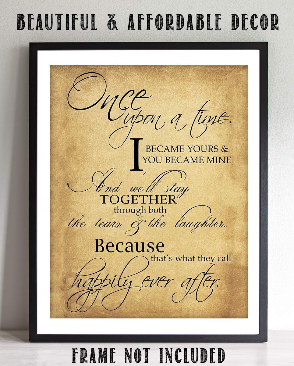 "Fairy Tale Marriage-Once Upon a Time &amp; Happily Ever After"-Love Letter- Wall Art Print-8 x 10"