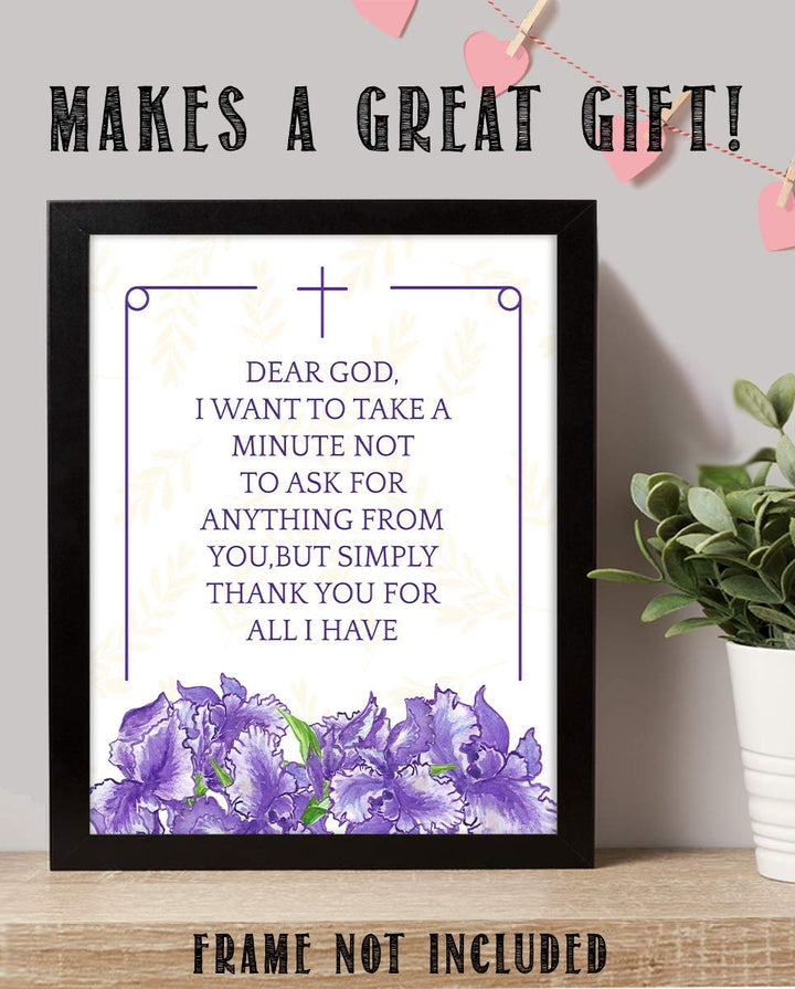 Dear God-Not Asking, But Thanking You For All. 8 x 10"- Spiritual Wall Decor. Modern Floral Typographic Print- Ready to Frame. Home-Office-Church D?cor. Perfect Christian Gift of Gratitude.