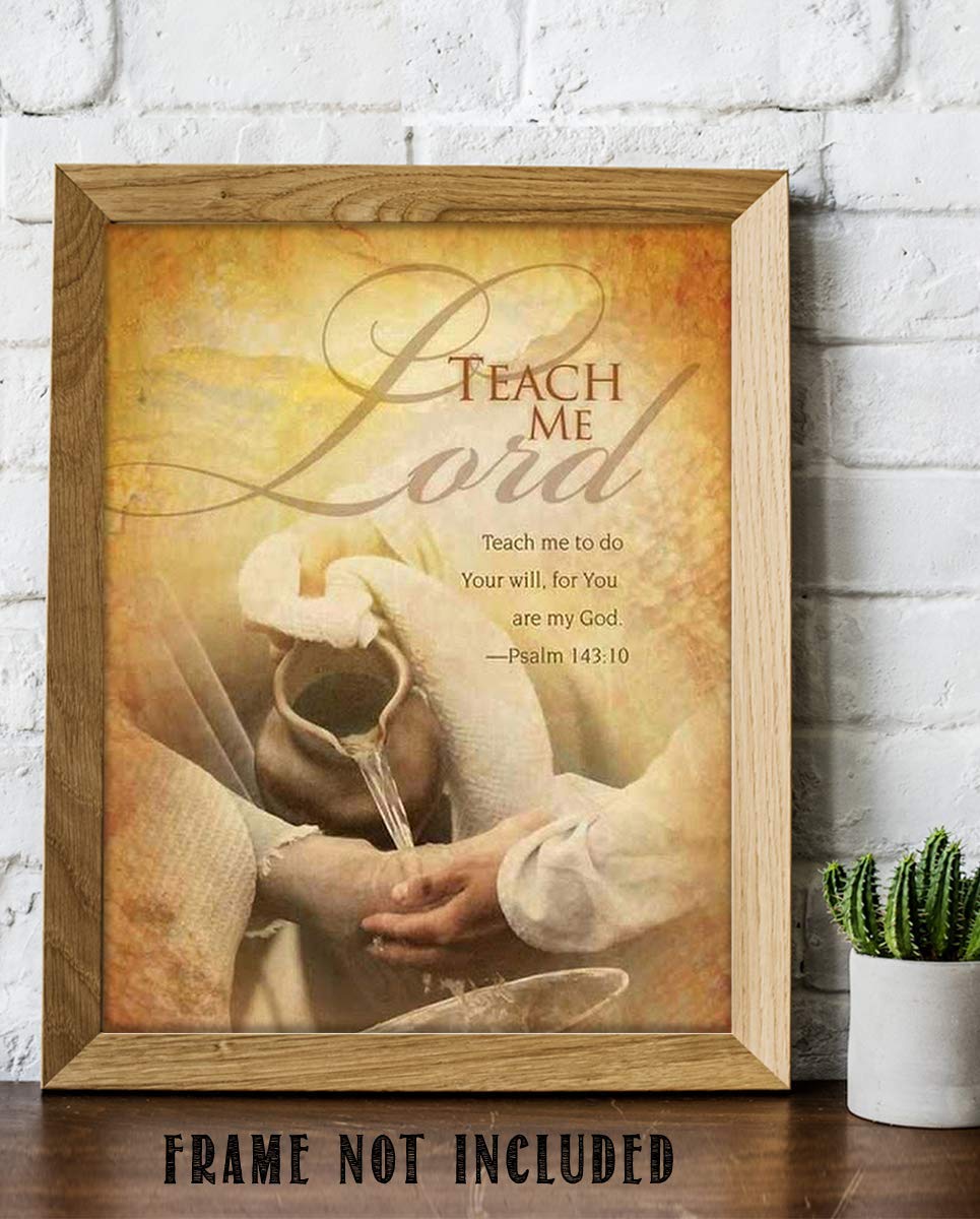 Teach Me Lord, To Do Your Will-Psalm 143:10- Bible Verse Wall Art- 8x10"- Typographic Parchment Print Design. Scripture Wall Print-Ready to Frame. Home-Office-Church D?cor. Beautiful Christian Gift.