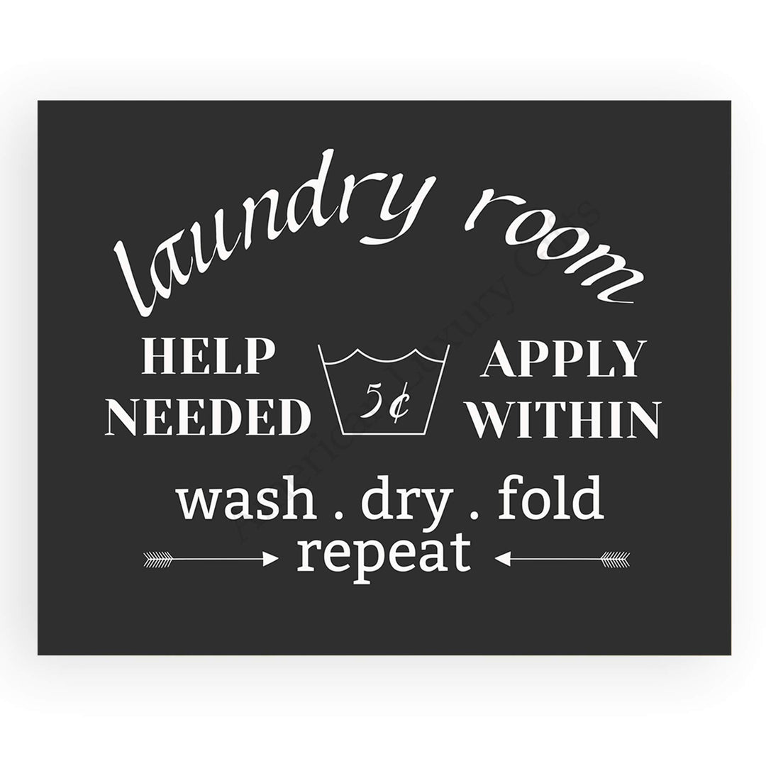 Funny Laundry Room Signs- (2) 10 x 8" Rustic Wall Decor Prints-Ready to Frame."The Laundry Room" &amp;"Help Needed-Apply Within" Fun Home-Farmhouse Decor. Humorous Accessories to Inspire Home Duties!