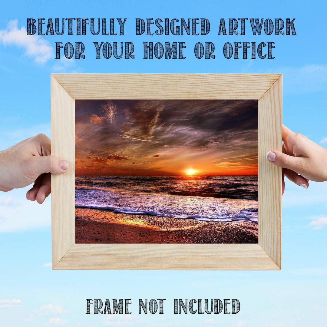 Electric Ocean Sunset- 8 x 10-Wall Art Print- Ready to Frame. Beautiful Beach D?cor- Tropical Island Beach Sunsets Make the Perfect Art for Any Room. Great Gift for Beach Pictures Wall Art.