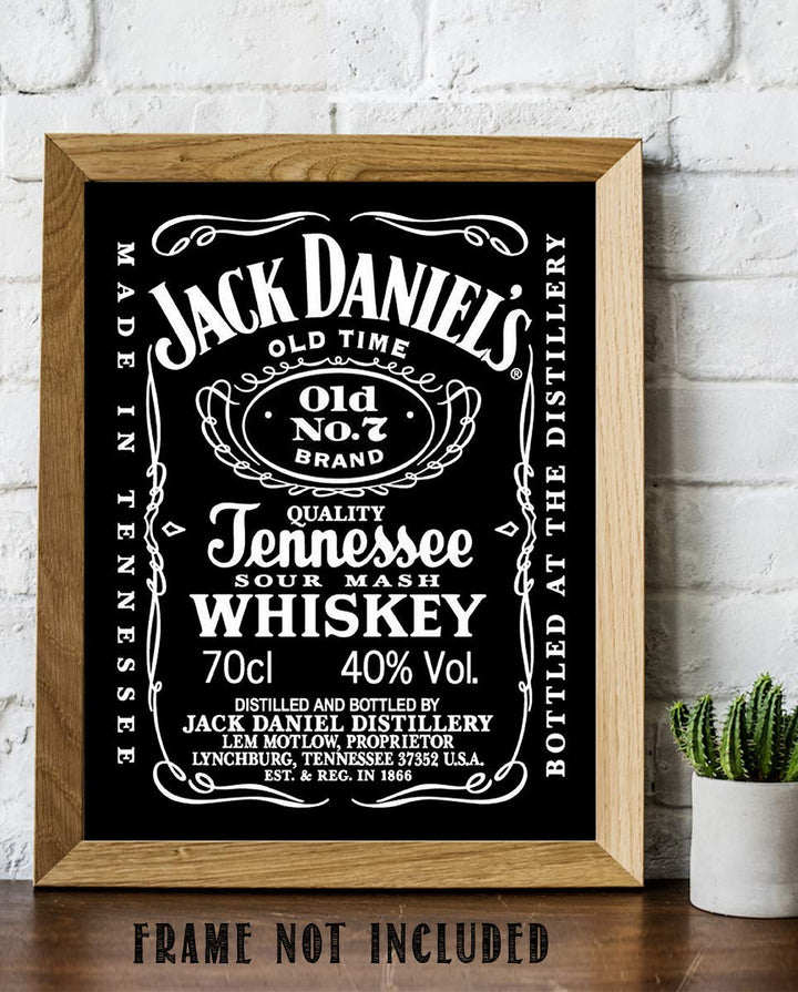 Jack Daniels Whiskey Label- Wall Art Sign- 8 x 10"