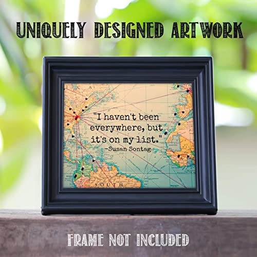 Everywhere Is On My List- Susan Sontag Quotes Map 8 x 10 Wall Art Print