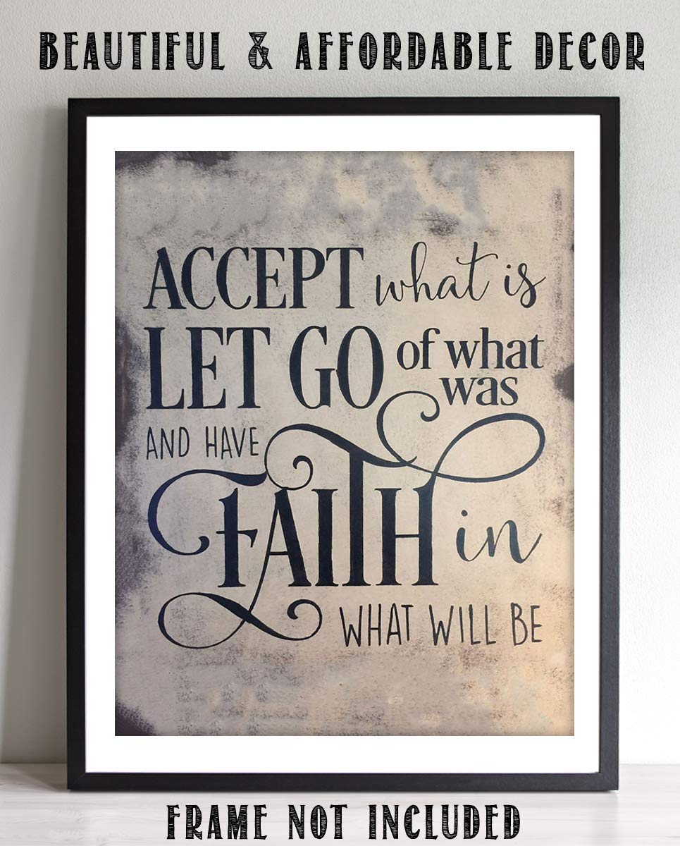 "Accept- Let Go- Have Faith"- Positive Thinking-Wall Art Sign-8 x 10"