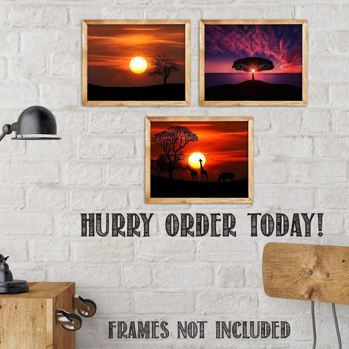Safari Sunsets- 3 Image Set- 8 x 10&
