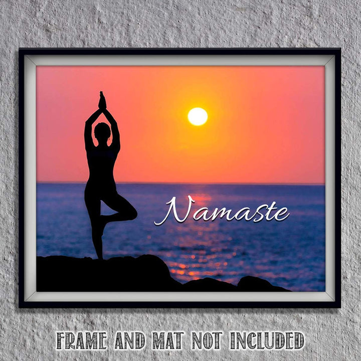 Namaste Sunset for Yoga Lovers- 8 x 10 Print Wall Art Ready to Frame. Modern Home D?cor, Office D?cor &amp; Wall Print. Makes a Perfect Zen &amp; Inspiration Gift for Yoga Lovers- Give Some Peace &amp; Harmony.