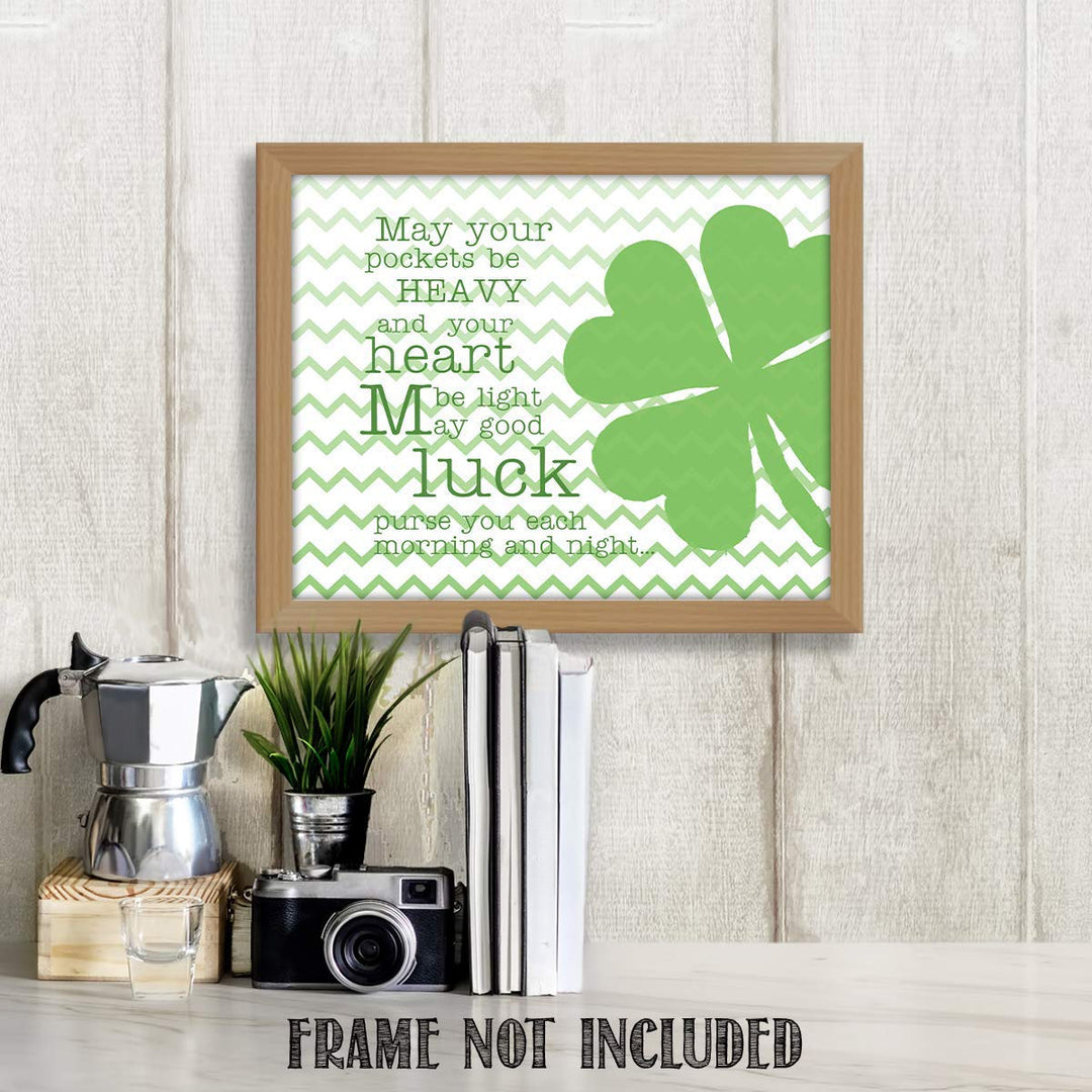 Good Luck Clover &amp; Irish Toast- 8 x 10" Print Wall Art- Ready to Frame. Home D?cor, Kitchen D?cor &amp; Wall Print. Perfect For Bar, Recreation Room &amp; Man Cave. Always Have an Irish Blessing Ready!