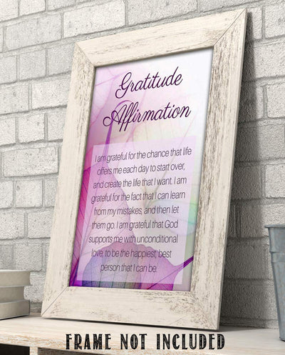 Gratitude Affirmation- Self Talk- 8 x 10" Inspirational Poster Print. Motivational Wall Art-Ready to Frame. Ideal for Home-Office-Studio D?cor. Fill Yourself with Gratitude for Best Day! Great Gift!