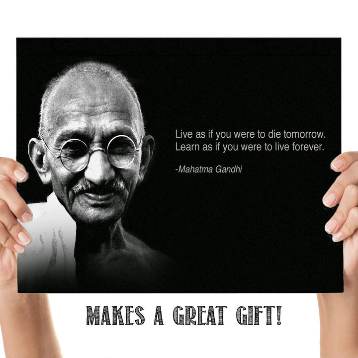 GANDHI"Live" Quotes Wall Art-"Live As If You Were Going To Die Tomorrow"- 10 x 8"- Art Wall Print-Ready to Frame. Home D?cor- Office D?cor. Mahatma Quotes-Perfect Gift for Motivation-Zen-Inspiration