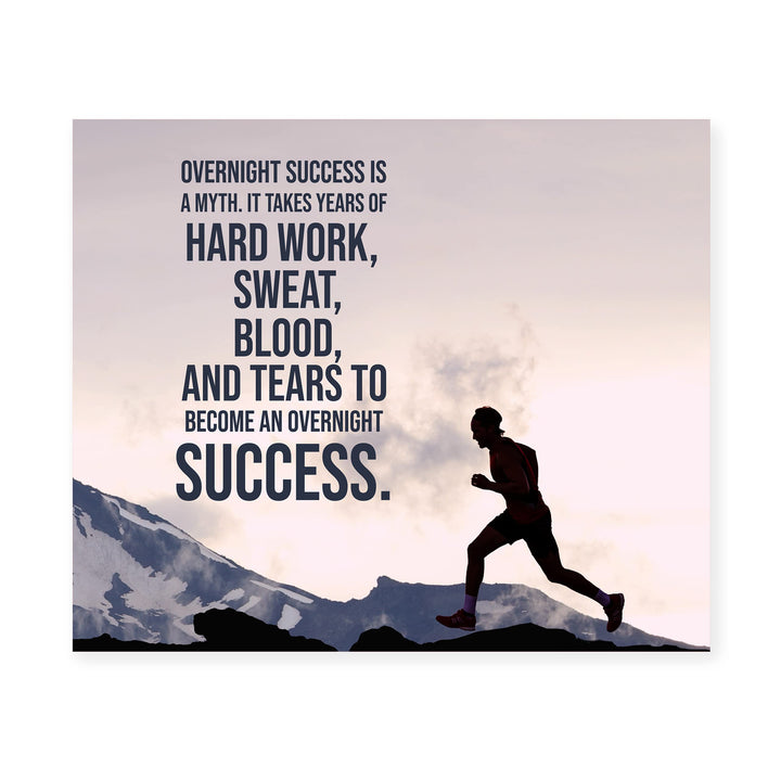 Overnight Success Is a Myth Motivational Exercise &amp; Fitness Print Wall Art -10 x 8" Inspirational Sports Print -Ready to Frame. Perfect Home-School-Office-Gym-Locker Room Decor. Great Gift!