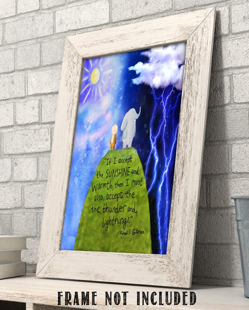 Khalil Gibran Quotes-Wall Art Decor-"Accept Sunshine &amp; Warmth". 8 x 10" Animated Typographic Print-Ready To Frame. Perfect Home-Office-School-Play Room. Fun Art Gift To Teach Gratitude With Kids.