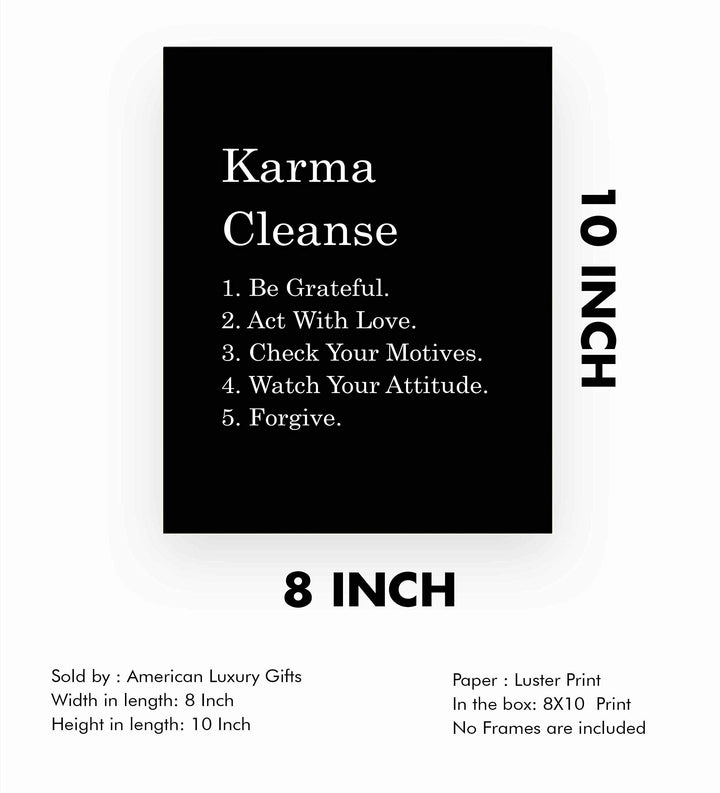 Karma Cleanse-Check Your Motives Spiritual Quotes Wall Art- 8 x 10" Modern Typographic Wall Print-Ready to Frame. Inspirational Life Quotes for Home-Studio-Office Decor. Makes a Perfect Zen Gift!
