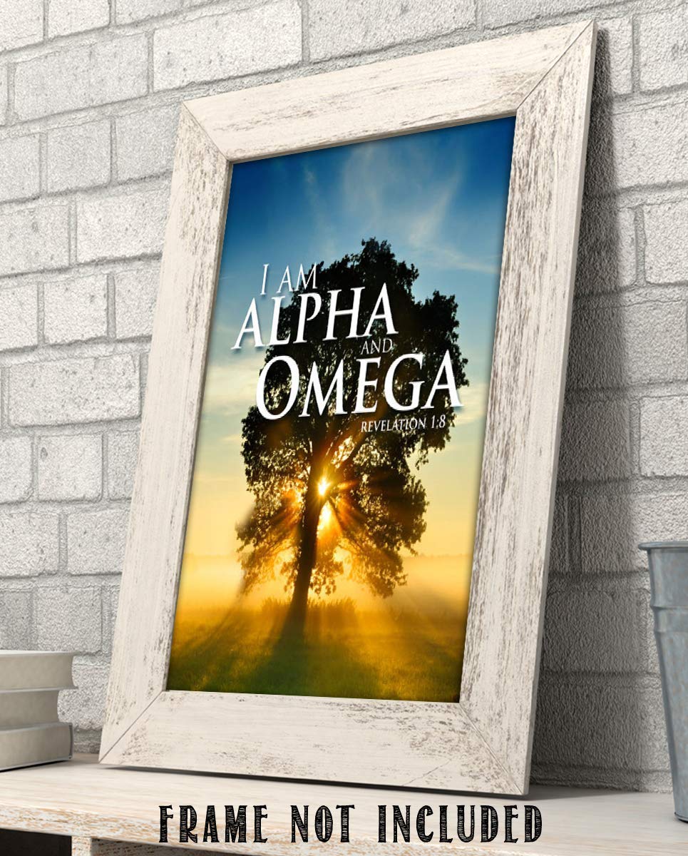 I AM ALPHA and OMEGA- Revelation 1:8- Bible Verse Wall Art- 8 x 10"-Sunrise Tree-Scripture Wall Print- Ready to Frame. Home D?cor-Office D?cor-Christian Gifts. The Beginning &amp; The End!