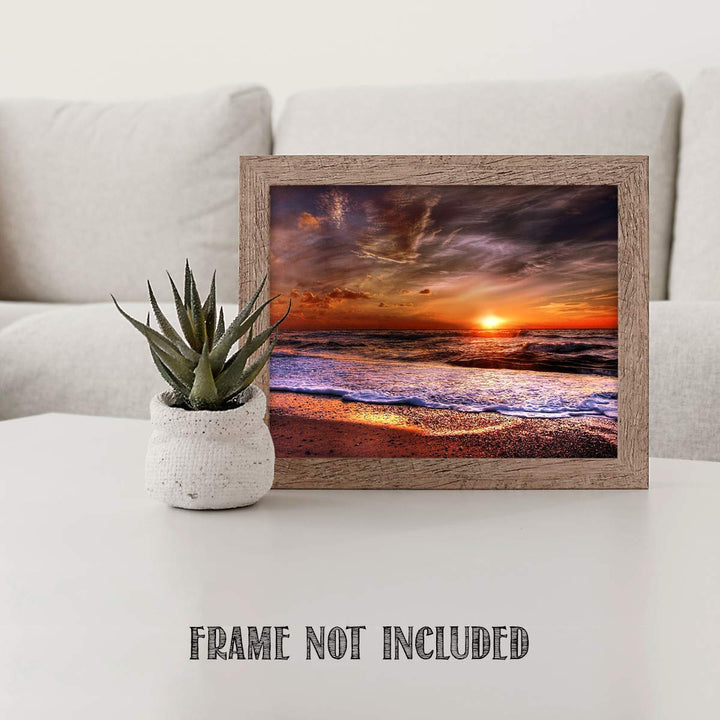Electric Ocean Sunset- 8 x 10-Wall Art Print- Ready to Frame. Beautiful Beach D?cor- Tropical Island Beach Sunsets Make the Perfect Art for Any Room. Great Gift for Beach Pictures Wall Art.