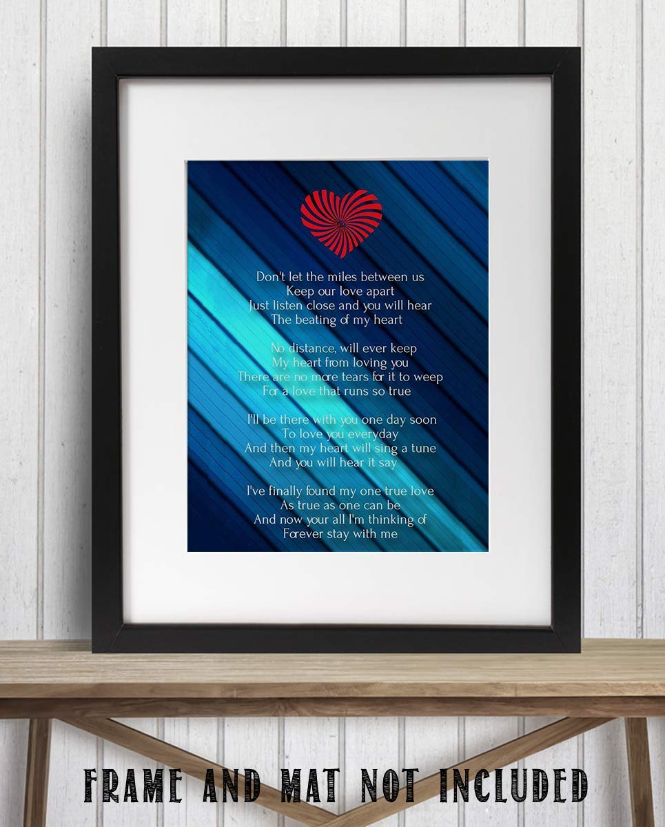 Miles Between Us- Love Letter-Wall Art Print-8 x 10" Wall Decor-Ready to Frame. Modern Typographic Print. Home-Bedroom-Romantic Decor. Let Your True Love Know the Distance Will Not Stop You.