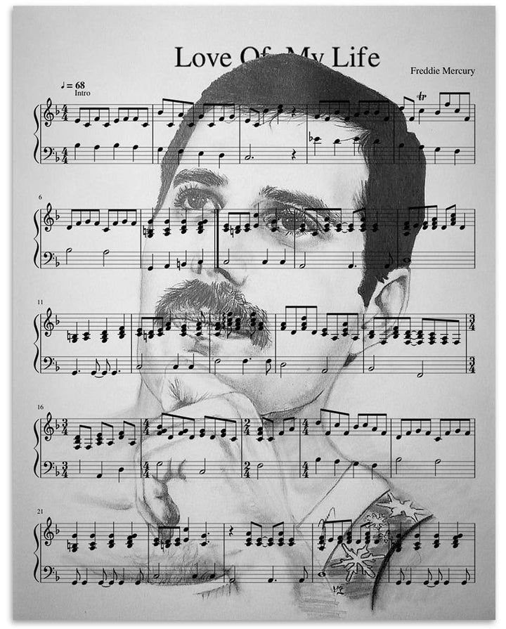 Freddie Mercury-Song Art Print"Love of My Life"-8 x 10